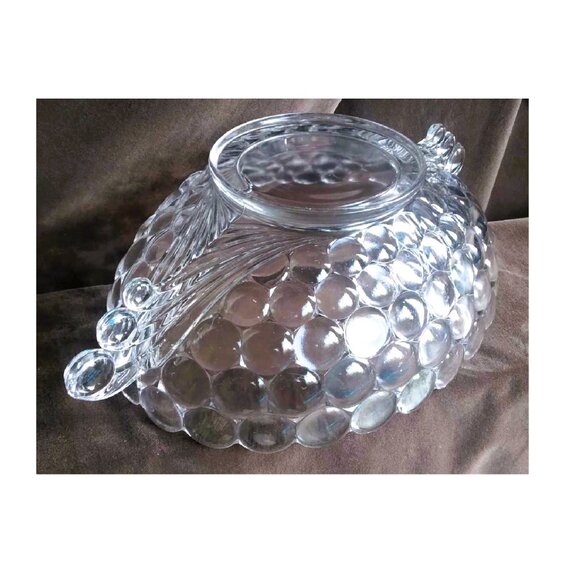Vintage Westmoreland Thousand Eye Oval 2 Handled Bubble Glass Serving Bowl - Picture 8 of 9